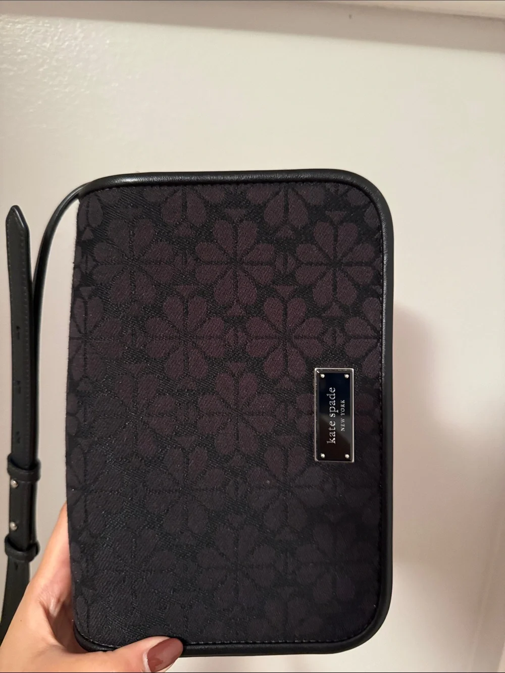 kate spade Black Floral Jacquard Crossbody Shoulder Bag